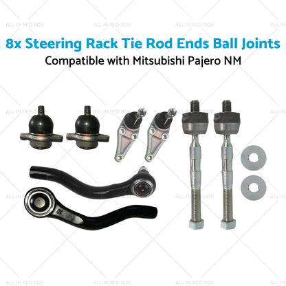 8x Steering Rack Tie Rod Ends Ball Joints Suitable for  Mitsubishi Pajero NM-3
