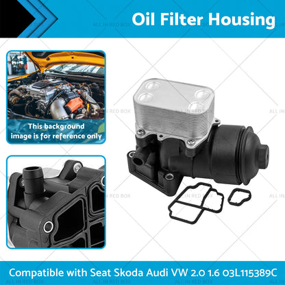 1x Oil Filter Housing Filter Cap  and Gasket Suitable For Seat Skoda Audi VW 2. 0 1. 6