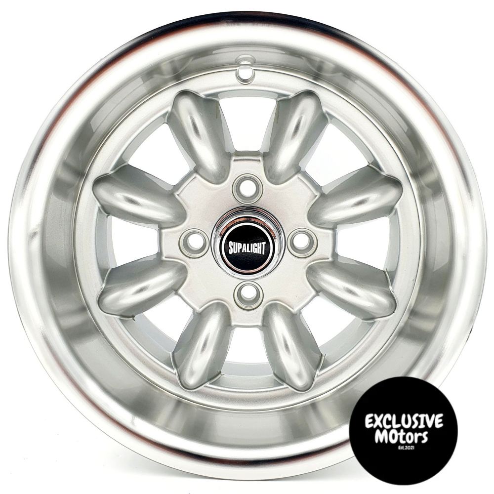 12x6 Superlite Black Wheels with Polished Edge, ET Offset, Classic Mini