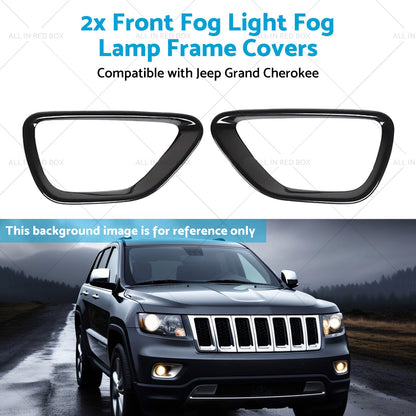 2x Front Fog Light Fog Lamp Frame Covers Suitable for 14-16 Jeep Grand Cherokee-4