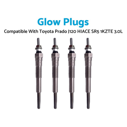 4Pcs Glow Plugs Suitable for Toyota Prado J120 HIACE SR5 1KZTE 3.0L 19850-67020-0