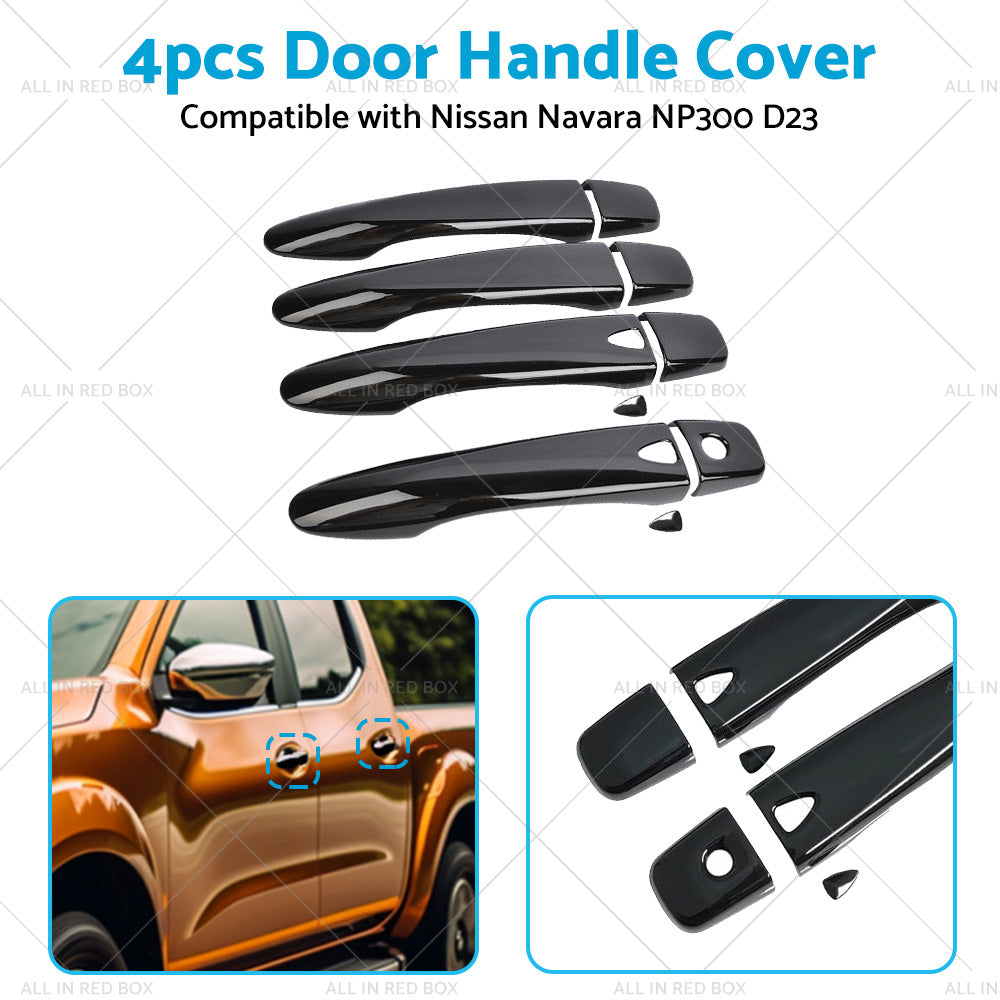 4PCS Black Door Handle Cover Suitable for Nissan Navara NP300 D23 2015-Onwards-4