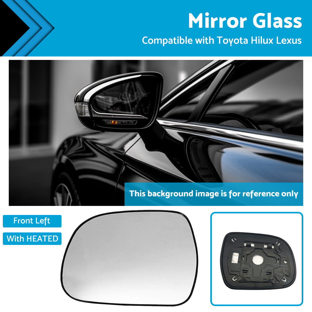 Left Side Mirror Glass Suitable for Lexus RX300 RX330 Toyota Hilux HEATED Convex-0