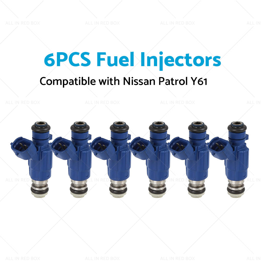 6PCS Fuel Injector Suitable For Nissan Patrol Y61 TB48DE RB25DET 16600-AA500-3