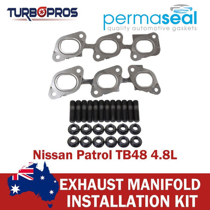 Permaseal Exhaust Manifold Installation Stud&Gasket Kit for Nissan Patrol TB48