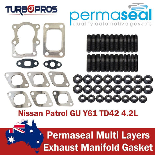 Permaseal Turbo&Exhaust Manifold Stud&Gasket for Nissan Patrol GU Y61 TD42 4.2L
