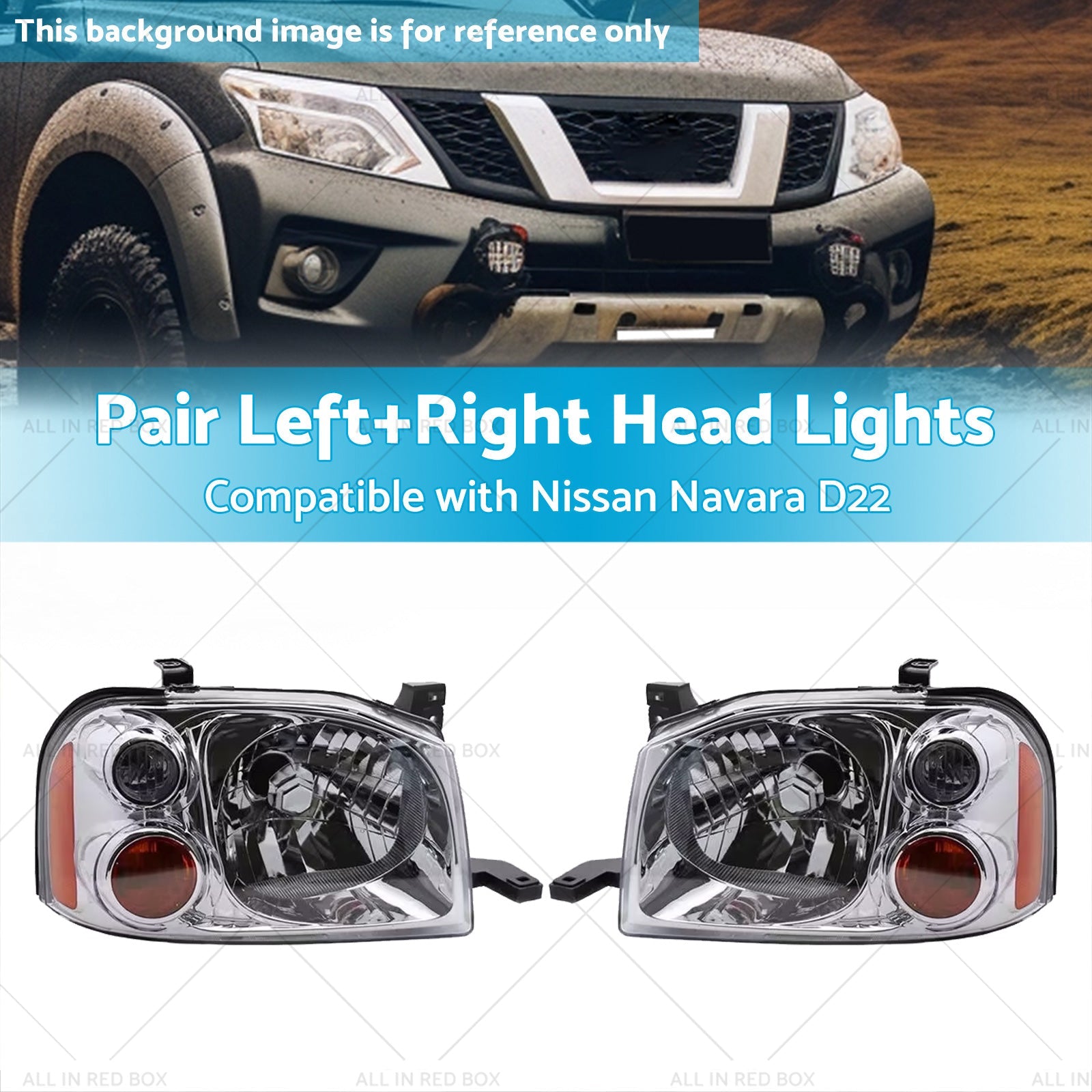 LeftRight Pair Light Front Lamp Head Lights Suitablefor Nissan Navara D22 01-15-2
