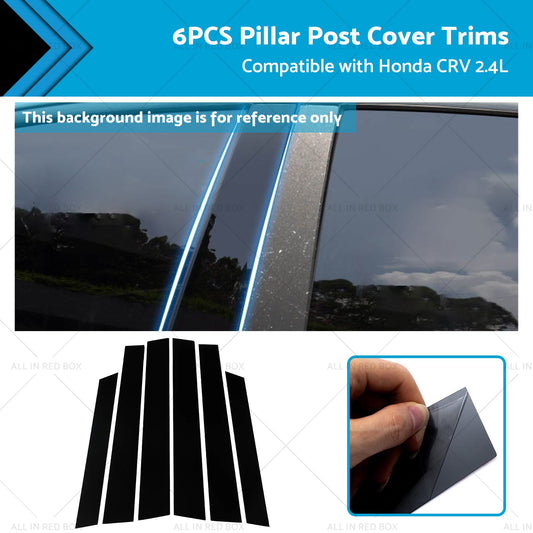 6PCS Window Trim Covers for Honda CRV 2.4L Black 2007-2011