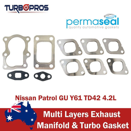 Permaseal Exhaust Manifold & Turbo Gasket Kit for Nissan Patrol GU Y61 TD42 4.2L