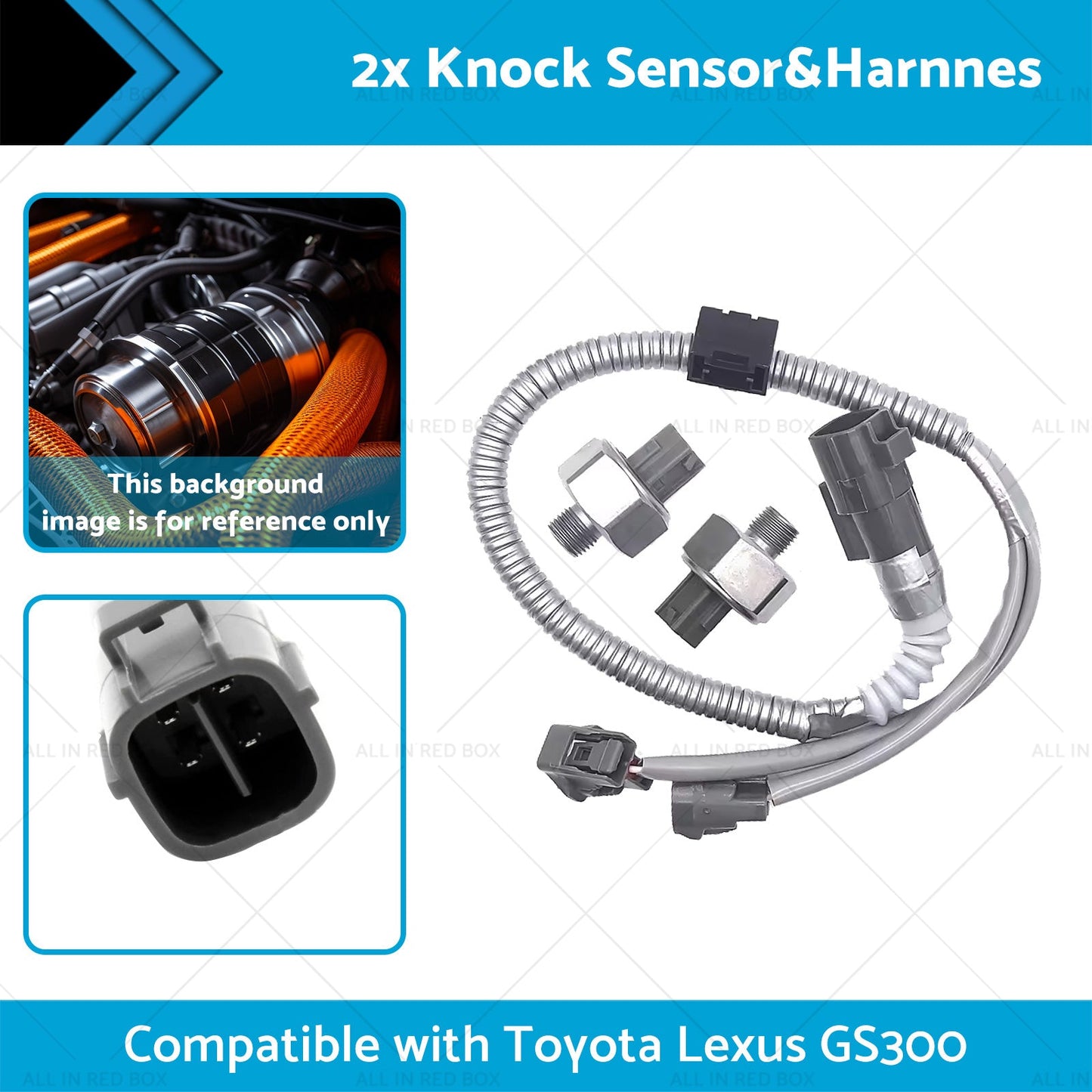 89615-12090 2x Knock Sensor and Harnnes Suitable for Toyota Lexus GS300 3. 0L 4Runner-1