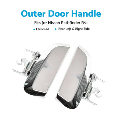 Chrome 1 Pair LHRH REAR Outer Door Handle For Nissan Pathfinder R51 2005~2013-2