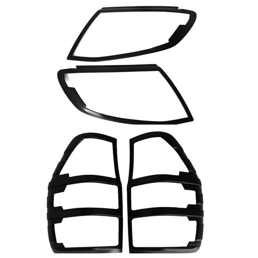 Headlight & Taillight Covers for Ford Ranger PX1 Matte Black (2012-2015)