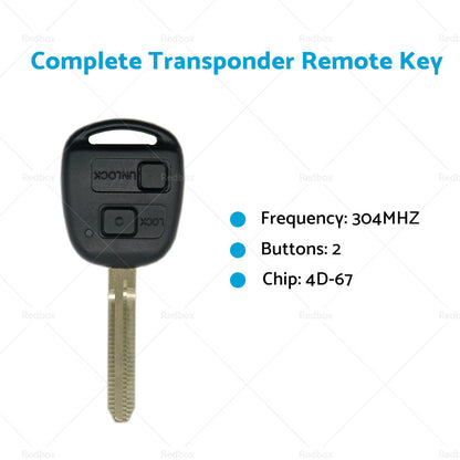 Complete Transponder Remote Key 304MHz Chip 60120 Suitable For TOYOTA Prado 120-1