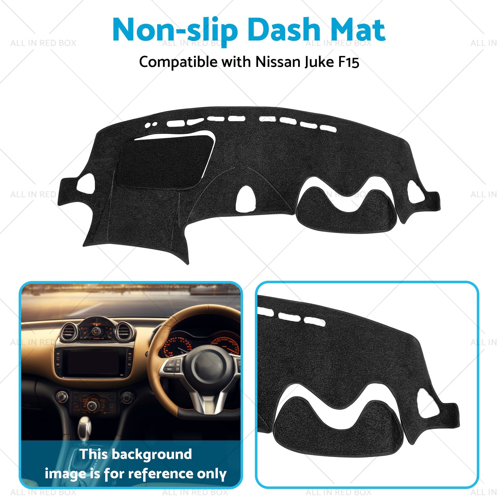 Black Non-Slip Dash Mat Suitable For Nissan JUKE F15 2011-2019 Dashboard Cover-3
