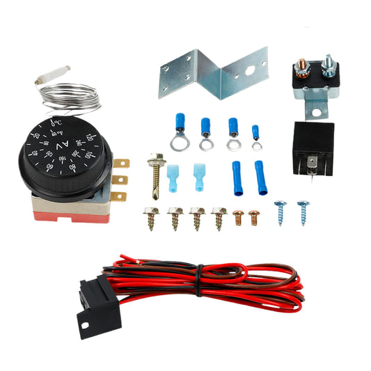 12V Electric Radiator Fan Thermostat Kit for Universal Models 2000-2023