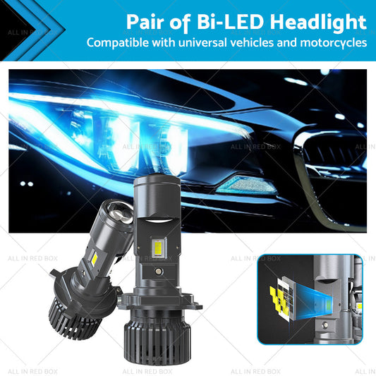Mini Bi-LED Projector Lens Headlight Globe Bulbs Hi Lo Retrofit RHD H4 9003 100W-0