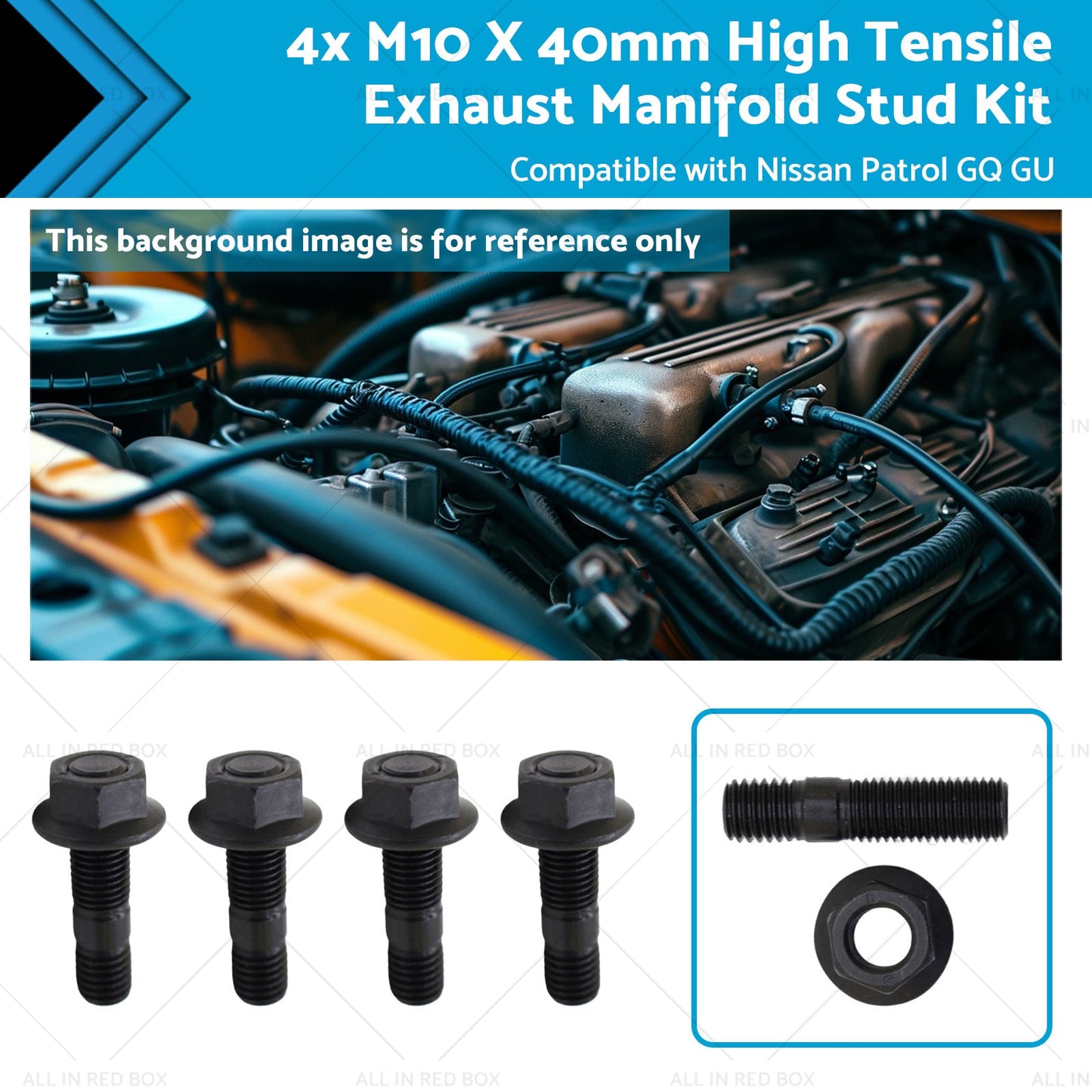 M10 x 40mm Exhaust Manifold Stud Kit for Nissan Patrol GQ/GU TD42 1987-2016