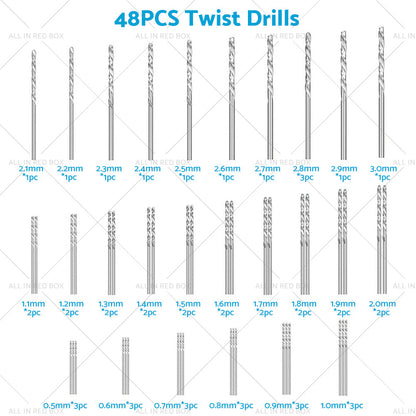 59Pcs Mini Twist Drill Bits Micro Hand Drilling Set DIY Model Craft Wood Tool-3