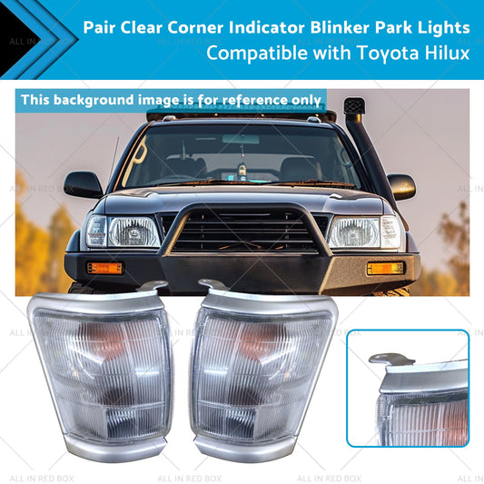 Pair Clear Corner Indicator Blinker Park Lights Suitable for 97-01 Toyota Hilux-0