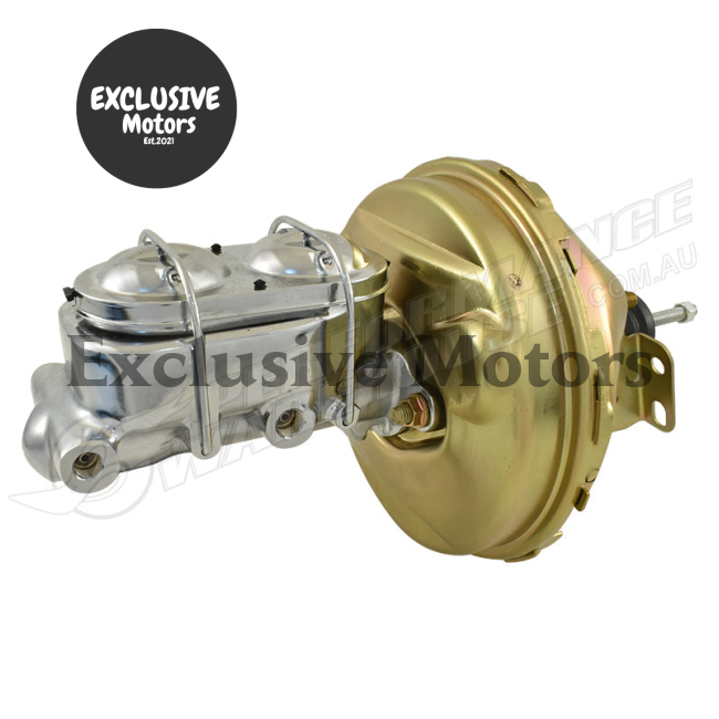 1-1/8" Bore Chrome Master Cylinder & 9" Zinc Brake Booster for GM (1964-1972)