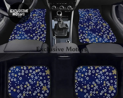 Custom Japanese Blue Cherry Blossom Mini Floor Mats
