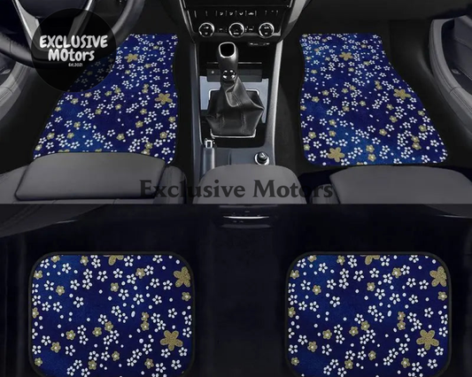 Custom Japanese Blue Cherry Blossom Mini Floor Mats