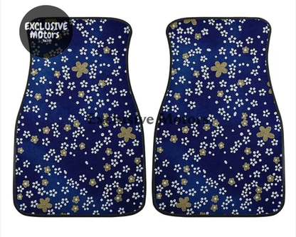 Custom Japanese Blue Cherry Blossom Mini Floor Mats