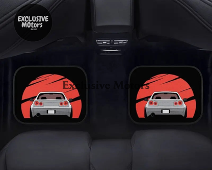 Custom R34 Skyline Japanese In To The Sun Set Floor Mats