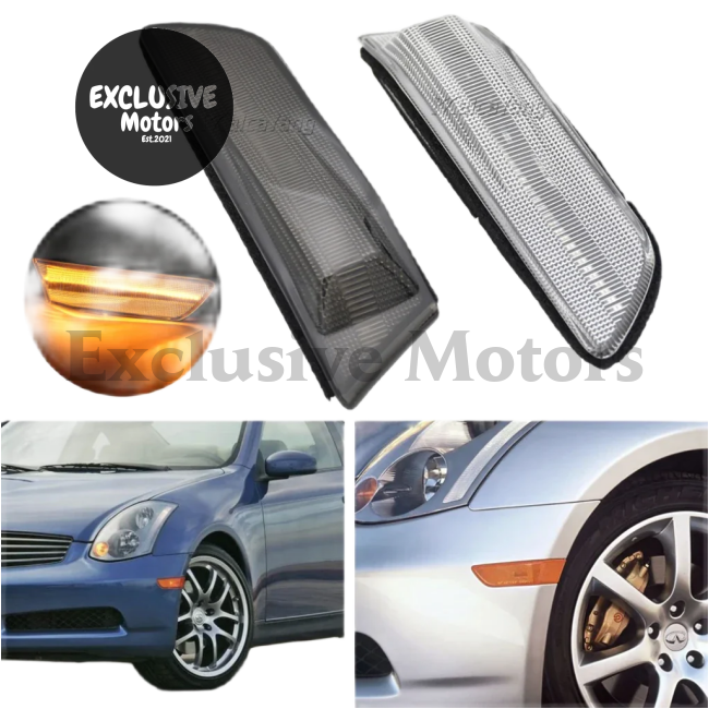 2PCS Amber LED Side Marker Lights for Infiniti G35 & Nissan Skyline (2003-2007)