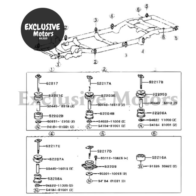 Whole Car Frame Buffer Rubber Cushion for Toyota Land Cruiser Prado, Hilux Surf, and 4Runner