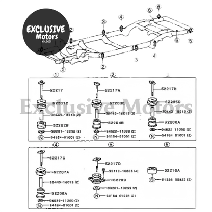 Whole Car Frame Buffer Rubber Cushion for Toyota Land Cruiser Prado, Hilux Surf, and 4Runner