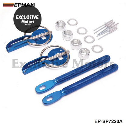 Alloy Silver Bonnet Hood Pin Lock Kit (Universal Fit)