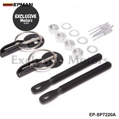 Alloy Silver Bonnet Hood Pin Lock Kit (Universal Fit)