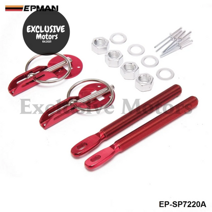 Alloy Silver Bonnet Hood Pin Lock Kit (Universal Fit)