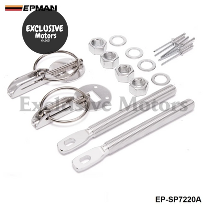 Alloy Silver Bonnet Hood Pin Lock Kit (Universal Fit)