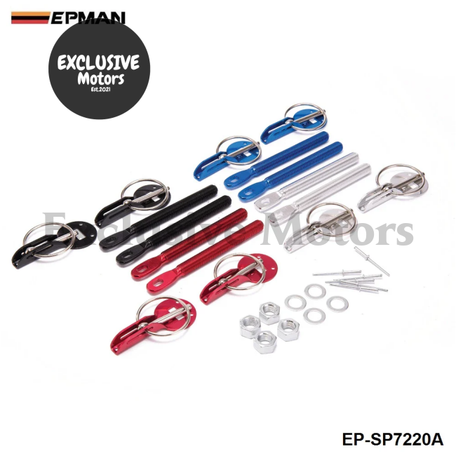 Alloy Silver Bonnet Hood Pin Lock Kit (Universal Fit)