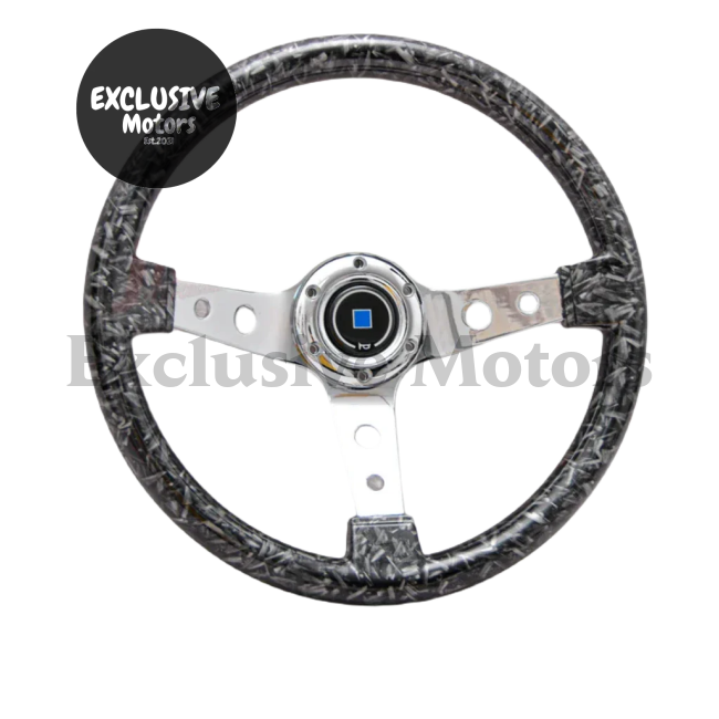 Forged Carbon Style -14-Inch Marble Style Steering Wheel