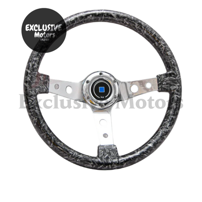 Forged Carbon Style -14-Inch Marble Style Steering Wheel