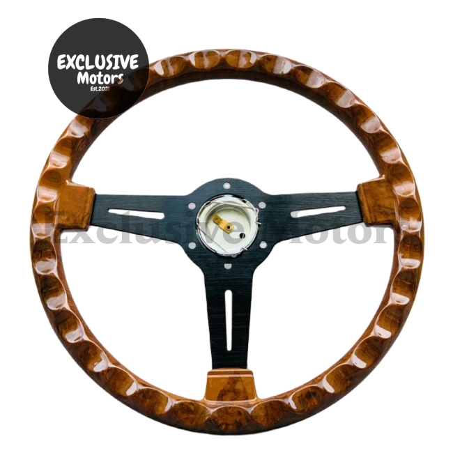 Wood Film Racing Car Steering Wheel Wooden Grain Steering Wheel (350mm, 6-Bolt