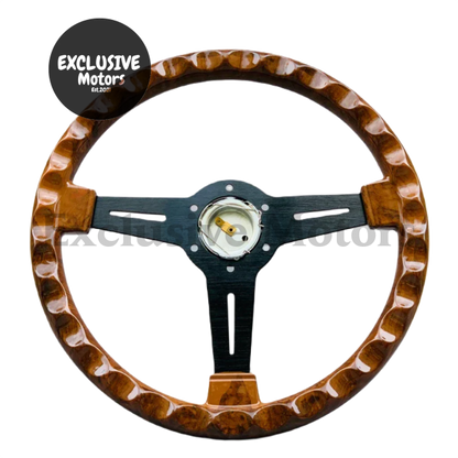 Wood Film Racing Car Steering Wheel Wooden Grain Steering Wheel (350mm, 6-Bolt