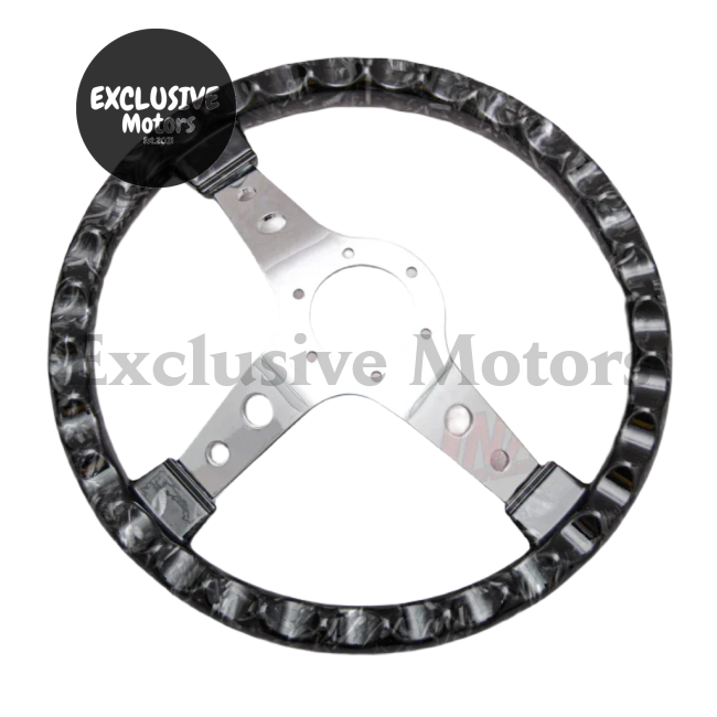 Forged Carbon Style -14-Inch Marble Style Steering Wheel