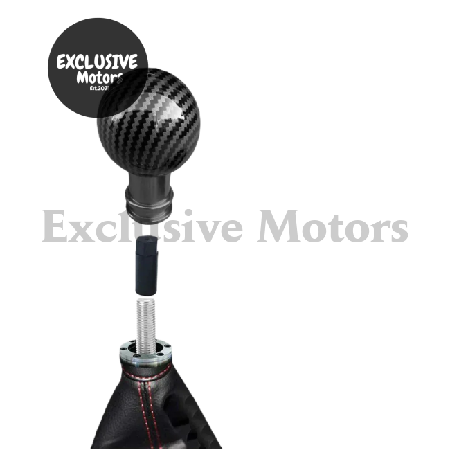 Round Ball Gear Shift Knob - Carbon Fiber Water w Adaptors (M12, M10, M8)