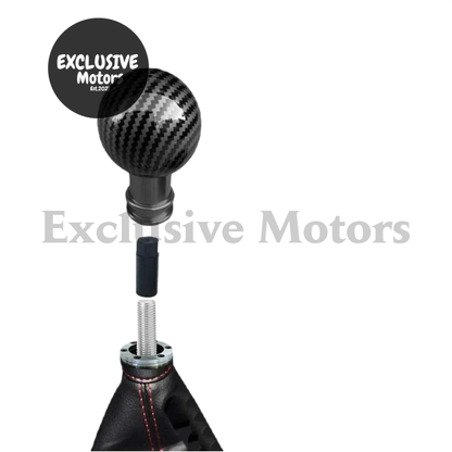 Round Ball Gear Shift Knob - Carbon Fiber Water w Adaptors (M12, M10, M8)