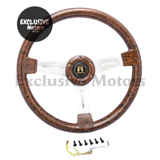 340mm Wood Grain Vintage Steering Wheel