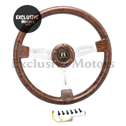 340mm Wood Grain Vintage Steering Wheel