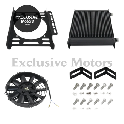 Universal 30 Row AN10 Oil Cooler with 7" Electric Fan & Mounting Bracket Kit