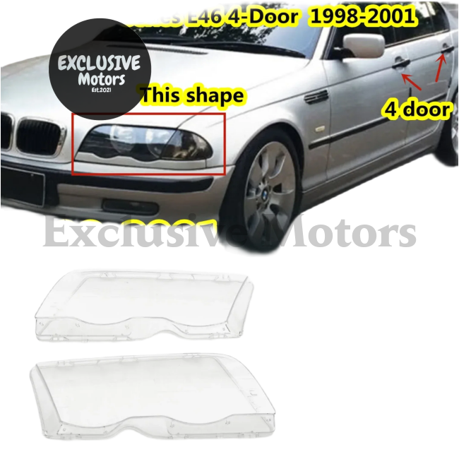 Headlight Lens Covers + Strip for BMW 3 Series E46 (1998-2001)