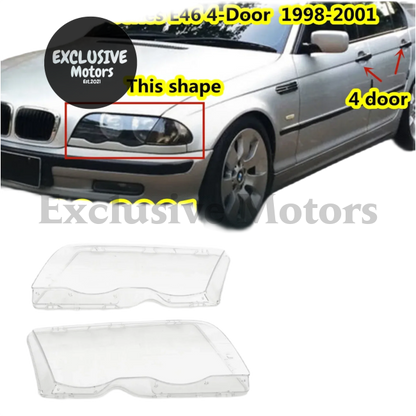 Headlight Lens Covers + Strip for BMW 3 Series E46 (1998-2001)