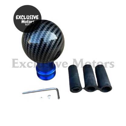 Round Ball Gear Shift Knob - Carbon Fiber Water w Adaptors (M12, M10, M8)