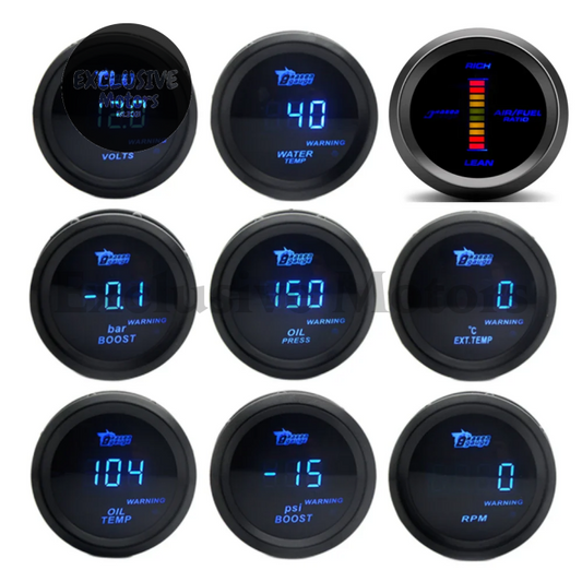 2" 52mm Digital Turbo Boost, Oil Temp, Water Temp, EGT, RPM, Voltmeter Gauge